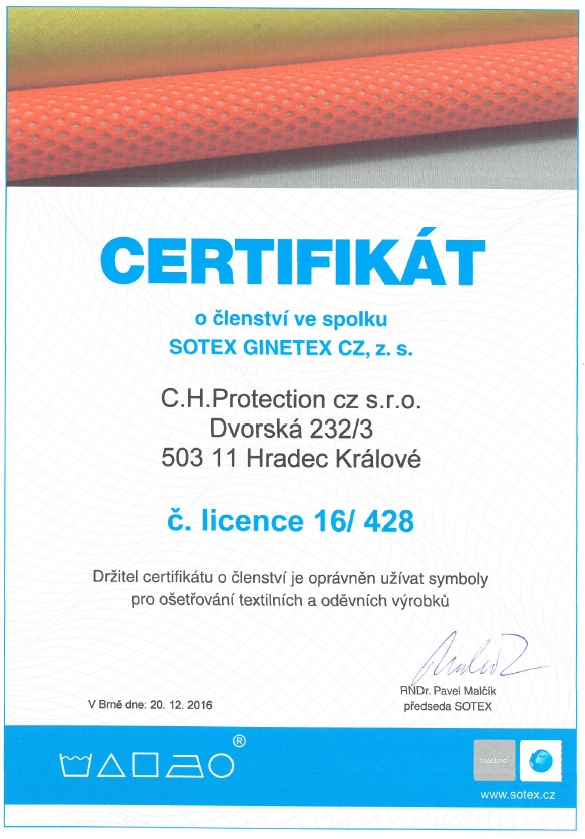 Certifikát SOTEX